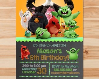 Angry Birds Birthday Invite - Chalkboard - Angry Birds Invitation - Angry Birds Party - Angry Birds Printables - Angry Birds Movie