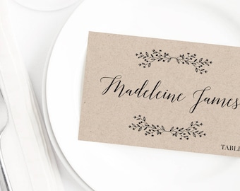 Rustic Wedding Name Cards Wedding Place Card Template Printable Name Cards for Wedding Place Cards Calligraphy Wedding Name Place Cards PDF