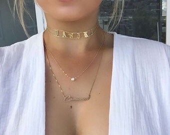 Choker Necklace - Personalized Choker Necklace - Custom Name Choker - Name Plate Choker - Custom Jewelry