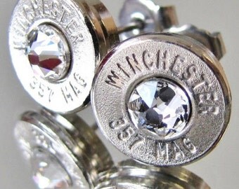 FREE SHIPPING!!! 357 Magnum Winchester BULLET Earrings Crystal Silver Nickel Gold Brass Necklace Pendant Belly Navel Ring Bottle Opener Mag