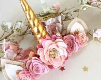 Unicorn Headband Flower Crown - Unicorn Horn Headband - Unicorn Headband - Flower Crown