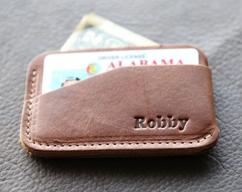 The Charleston Personalized Fine Leather Front Pocket Wallet Billfold Triple Sleeve Wallets