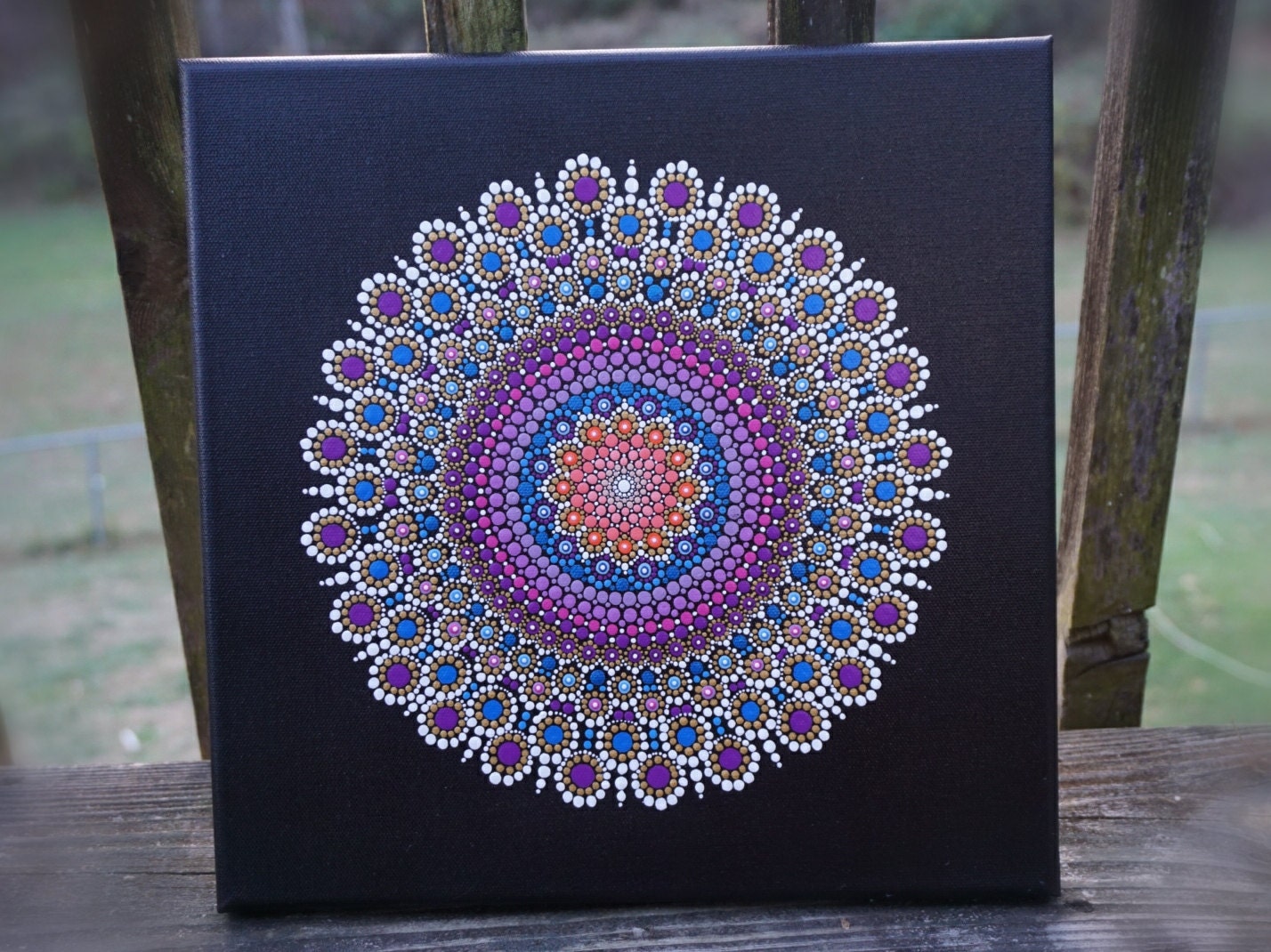 Mandala Dot Art Painting on Wrapped Canvas 12 x