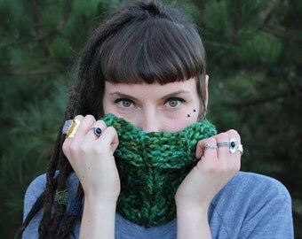 Green Canopy Neck Warmer , Snood, Malabrigo
