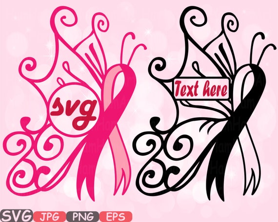 Download Breast Cancer Butterfly Circle Split SVG Cricut Silhouette