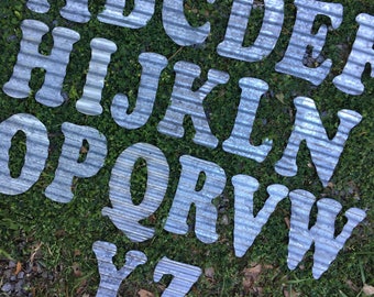 Metal Initial, Metal Letter, Corrugated Metal, Galvanized Letter, Rustic initial