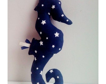 Decoration / Doudou seahorse blue night stars