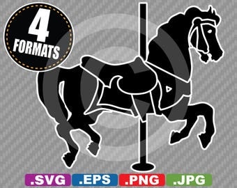 Carousel Horse Silhouette Clip Art Image - SVG cutting file Plus eps(vector), jpg, & png