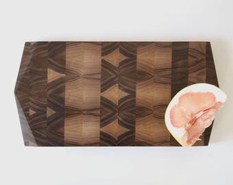 Geometric End Grain Cutting Board — Black Walnut