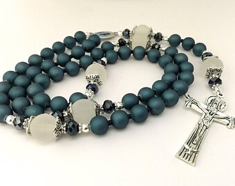 Blue Catholic Rosary. Trinity Cross Rosary. Miraculous Medal Rosary. Virgen Mary Rosary. Catholic Rosary. Catholic Gift. #R137