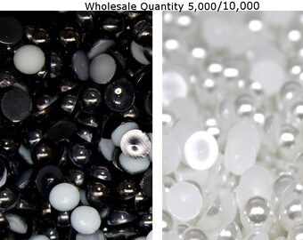 5000-10000 4mm - 5mm Wholesale Flat Back Pearls Cabochons White or Black