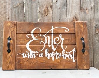 Farmhouse Serving Tray, Personalized Rustic Serving Tray, Personalized Ottoman Tray, Pallet Wood Tray
