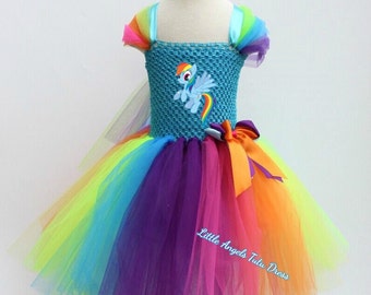 NEW Rainbow Dash My Little Pony Tutu Dress, Handmade Fancy Dress Costume , MLP Dress, Rainbow Tutu Dress, Birthday Party Dress, MLP Tutu