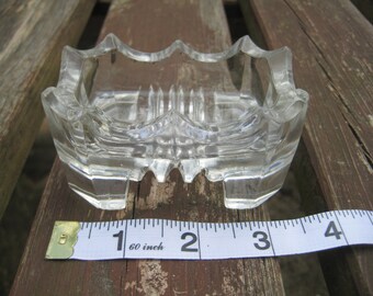 Vintage Pressed Glass Rectangular Open Salt Cellar, Trinket Dish or Small Ashtray Clear