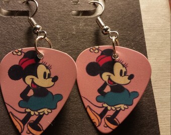 Disney Mini Mouse guitar pick earrings