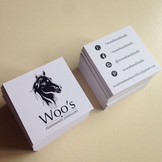Square business cards. Double sided square business cards.