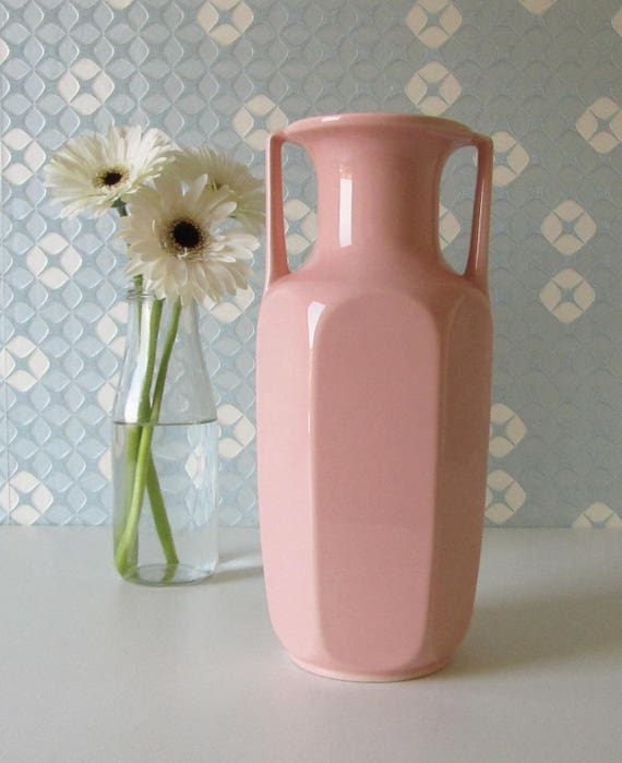 Vintage Pink Vase with Handles made by Kingston Pottery