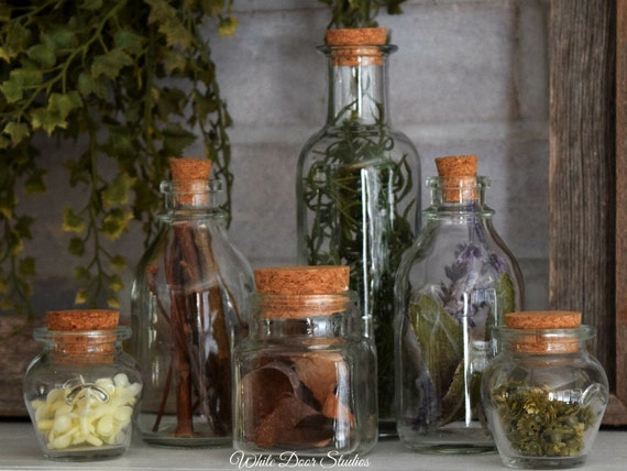 Decorative Herbal Apothecary Bottles Set of 6 Decorative