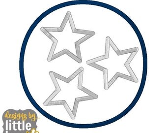 State of Tennessee symbol circle with stars tristar logo machine embroidery applique design. United States simple 4x4 5x7 6x10 11 11 2017