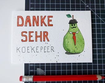 Kaart Danke sehr koekepeer - origineel handpainted