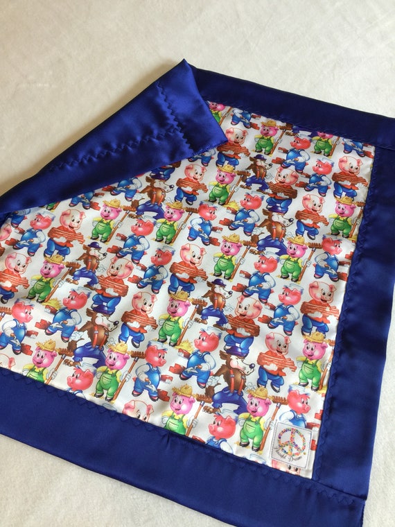 Baby blanket, Silky blanket, Stroller blanket, Lovey, silky, disney, Big bad wolf, three little pigs, homemade, baby gift, personalized