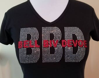 BBD, Bell Biv Devoe, T-shirt. 90's R&B Group. Three Stripes, Poison, Run. Glitter default Red. Choice of Gold, Royal Blue, Pink, Emerald.