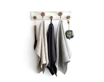 Pure linen kitchen towels set of 3 - Stonewashed linen dish towels - Rustic linen tea towels - Eco linen towel
