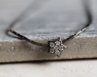 gunmetal necklace, tiny star necklace, moon necklace, half moon necklace, moon phase necklace, tiny moon necklace