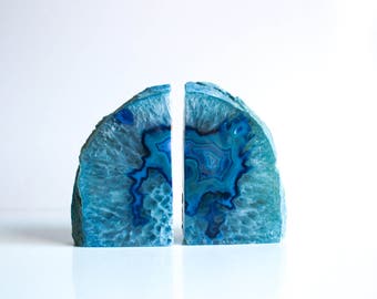 blue crystal bookends
