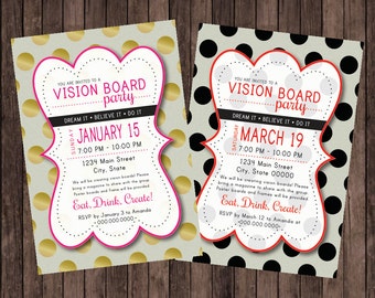 5x7 Printable Vision Board Party Invitation Digital file