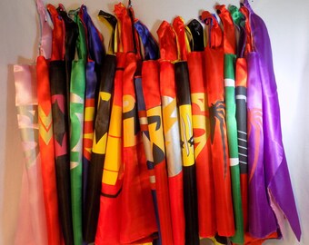 Superhero Cape and Mask set, Spidergirl cape, superhero cape, party favors, birthday party. many to choose from. Ready to ship!