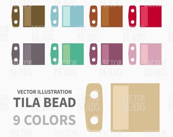 Miyuki Tila Beads Vector Clip Art Set for Creating Beading Charts - ai, eps, pdf, png