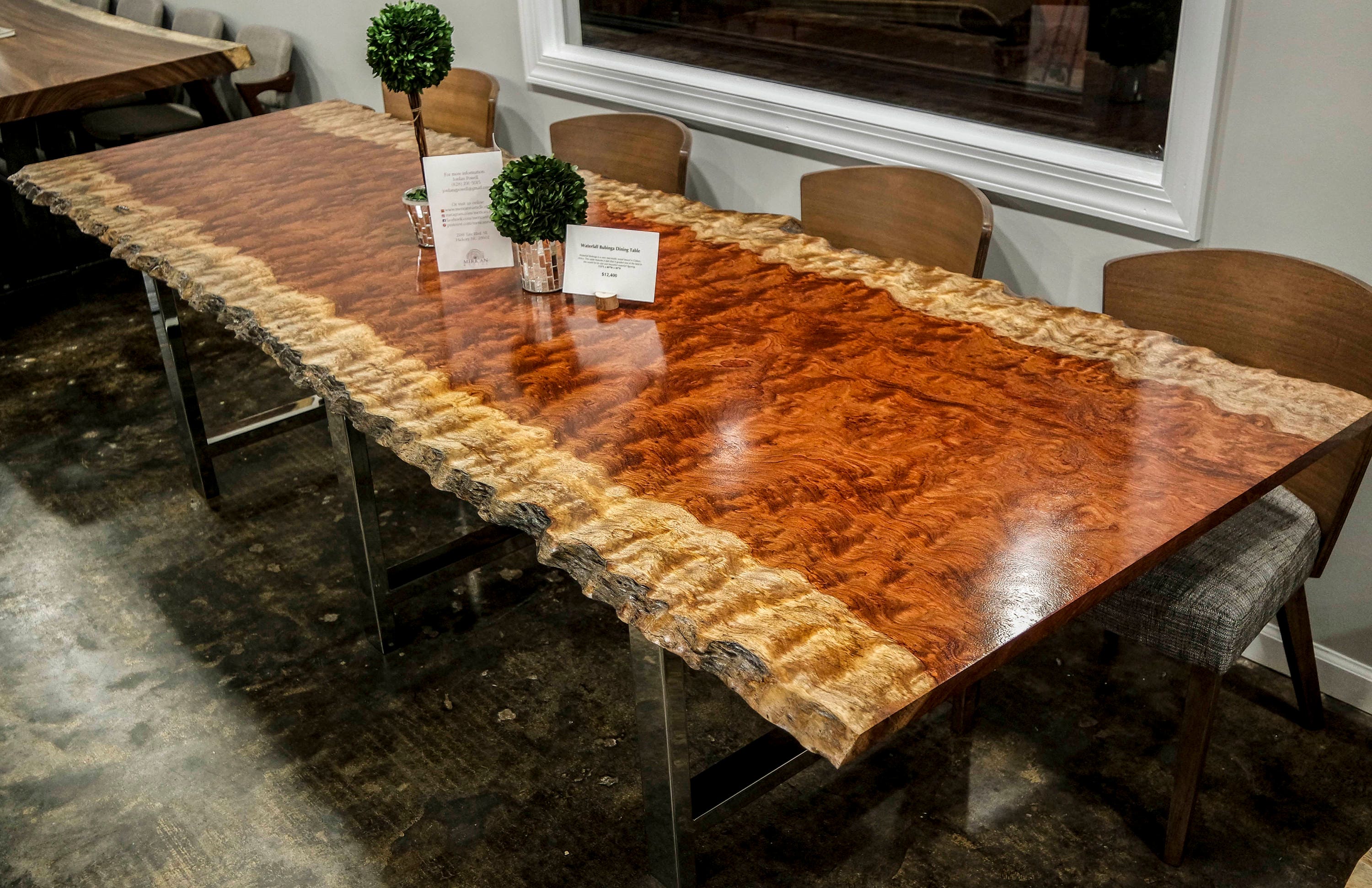 SALE Extremely Rare Waterfall Bubinga Live Edge Dining Table