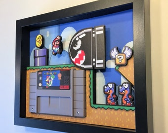 Super Mario World Shadow Box Cartridge Holder 8"x10"