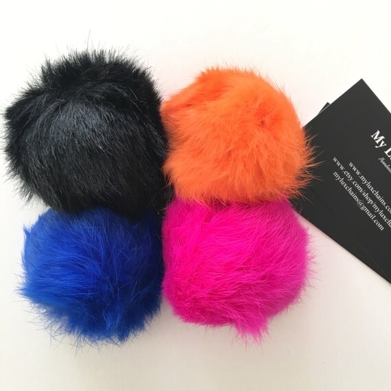 pink fur pom keychain pom Keychain/Bag MyLuxChains Pom by Lux GOLD Fur Mini Charm Pom