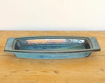 Vintage tray turquoise retro Stogo ceramic glazed.Vintage blue ceramic tray.Catchall.Home decor.Decorative tray.1960s Morkov tray.dansk