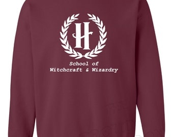 H Logo School of Witchcraft and Wizardry Funny Tumblr Magic Fashion Unisex Crewneck Sweatshirt Jumper Top