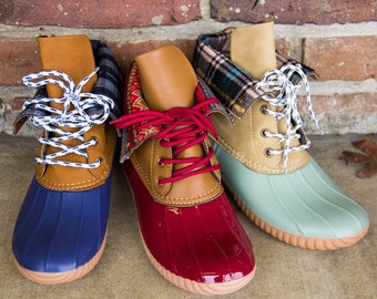 Duck Boots w/ Monogram - Fold Down- Birthday Gifts, Graduation Gifts, Embroidered Rainwear, Rainwear, Gifts For Mom, Sorority Gifts