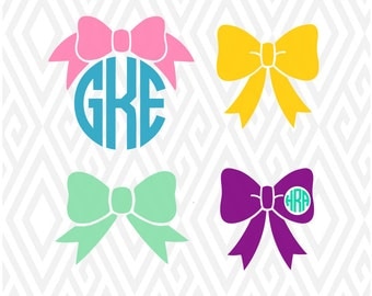 Set of Bows and Monogram Bows; SVG, Eps, DXF, AI. Png and Pdf Cutting Files for Electronic Cutting Machines