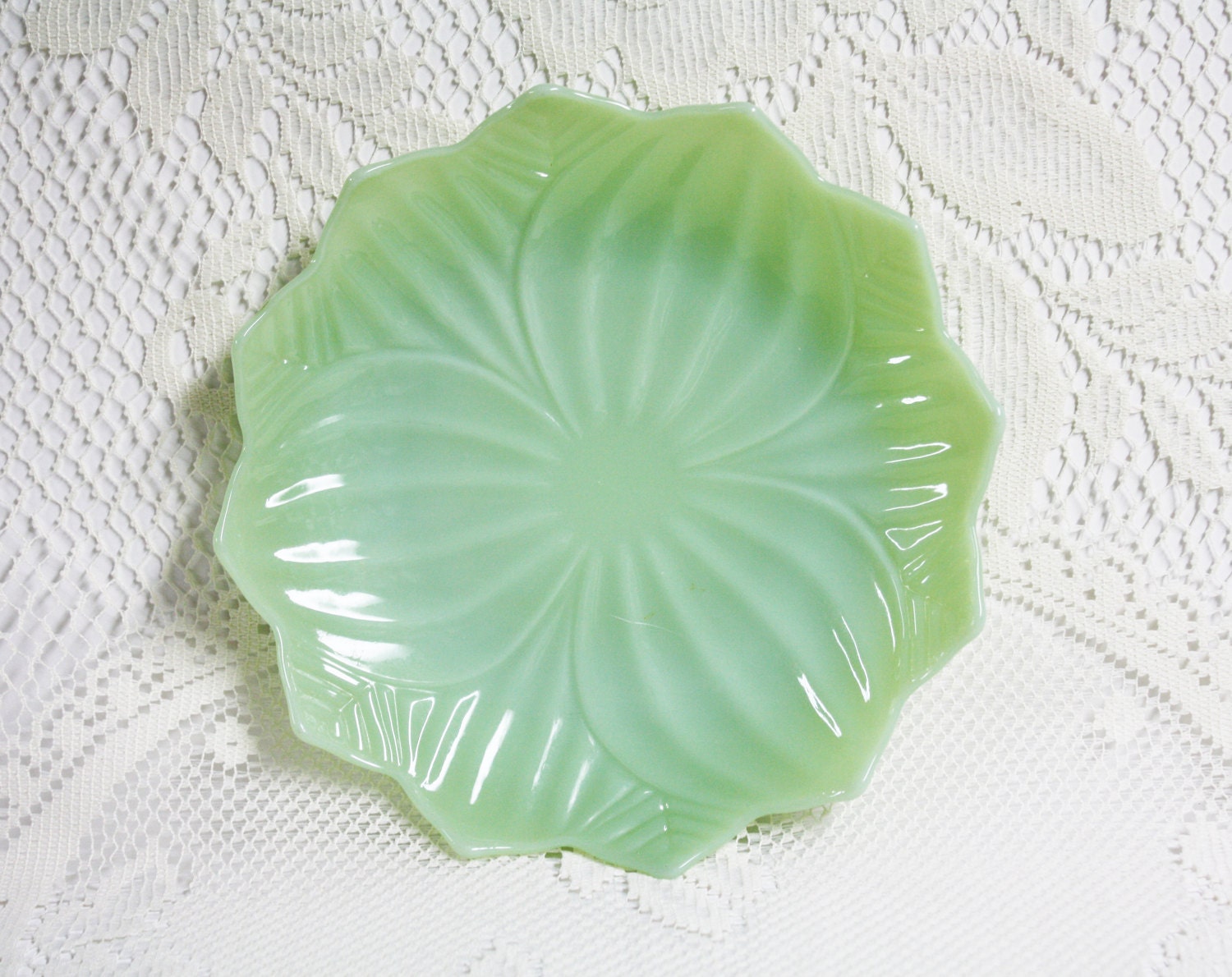 Vintage Jadeite Lotus Plate Fire King Jadeite Vintage Lotus