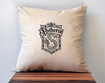 Harry Potter Slytherin House Pillow Cover, 18 x 18 Pillow, Harry Potter Pillow, Slytherin Pillow, Slytherin decal, Slytherin patch