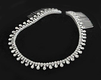 Silver Wedding Headband, Bridal Headpiece, Rhinestone Headband, Hair Tiara, Flower Girl,Hair Jewelry, Bridesmaid, Hair Accessory-HA029