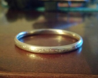 Sterling Silver Childs Etched Design Bangle