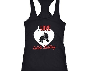 Roller skating Racerback Tank Top T-Shirt. Funny Roller skating Tank.