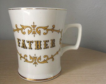 Vintage 50s Porcelain Gold Trimmed "Father" Mug / Cup