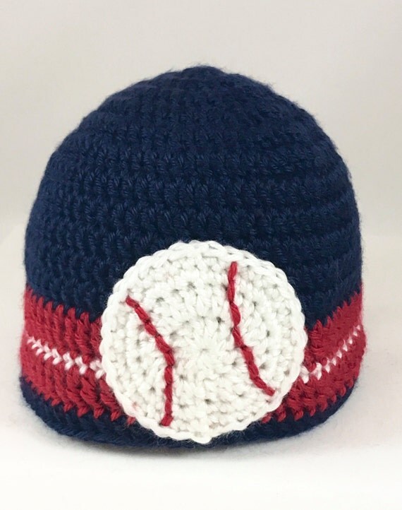 Items similar to Baseball Crochet Hat, Baby Sized Beanie, Baseball