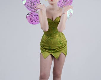 Tinkerbell inspired cosplay dress,fairy dress,Adult cosplay,Corset dress,green dress,Halloween costume,corsetry,Green cosplay dress
