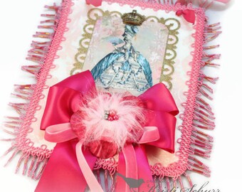 Marie Antoinette Wall Hanging Mixed Media Collage Wall Hanging Party Decoration French Inspired Home Decor Gift Tag Gift Topper