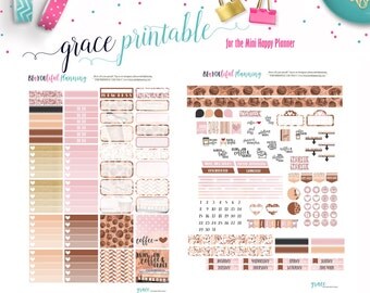 Runs on Grace Weekly // Coffee // Mini Happy Planner // Printable Planner Stickers // Cut Lines