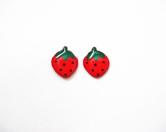 Strawberry earrings, Strawberry stud earrings, Fruit stud earrings